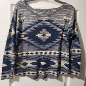 Denim & Supply Ralph Lauren Aztec Gray and Blue Knit Sweater